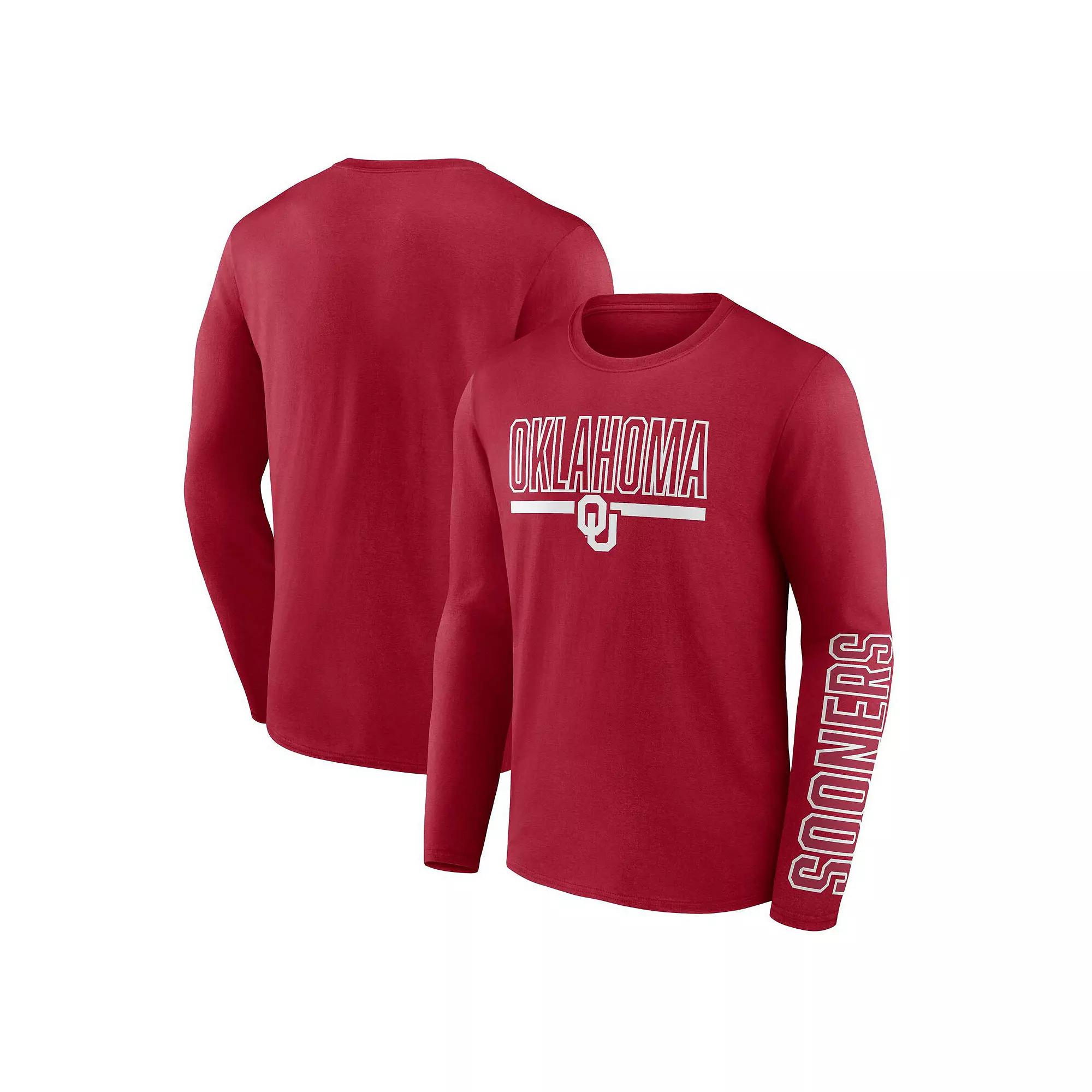 Men's Profile Crimson Oklahoma Sooners Big & Tall Two-Hit Graphic Long Sleeve T-Shirt, Size: 5XLT, Red Product Image