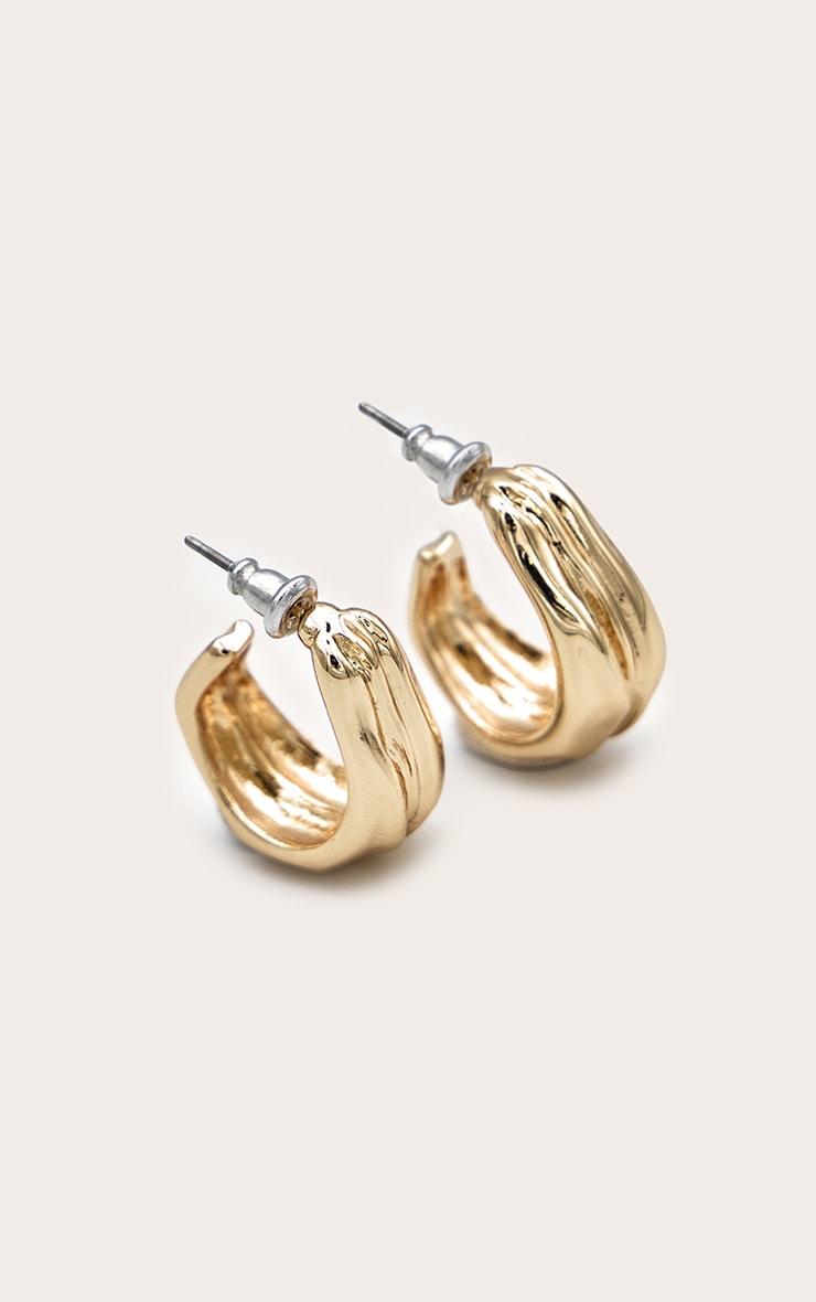 Gold Molten Flare Hoop Earrings Product Image