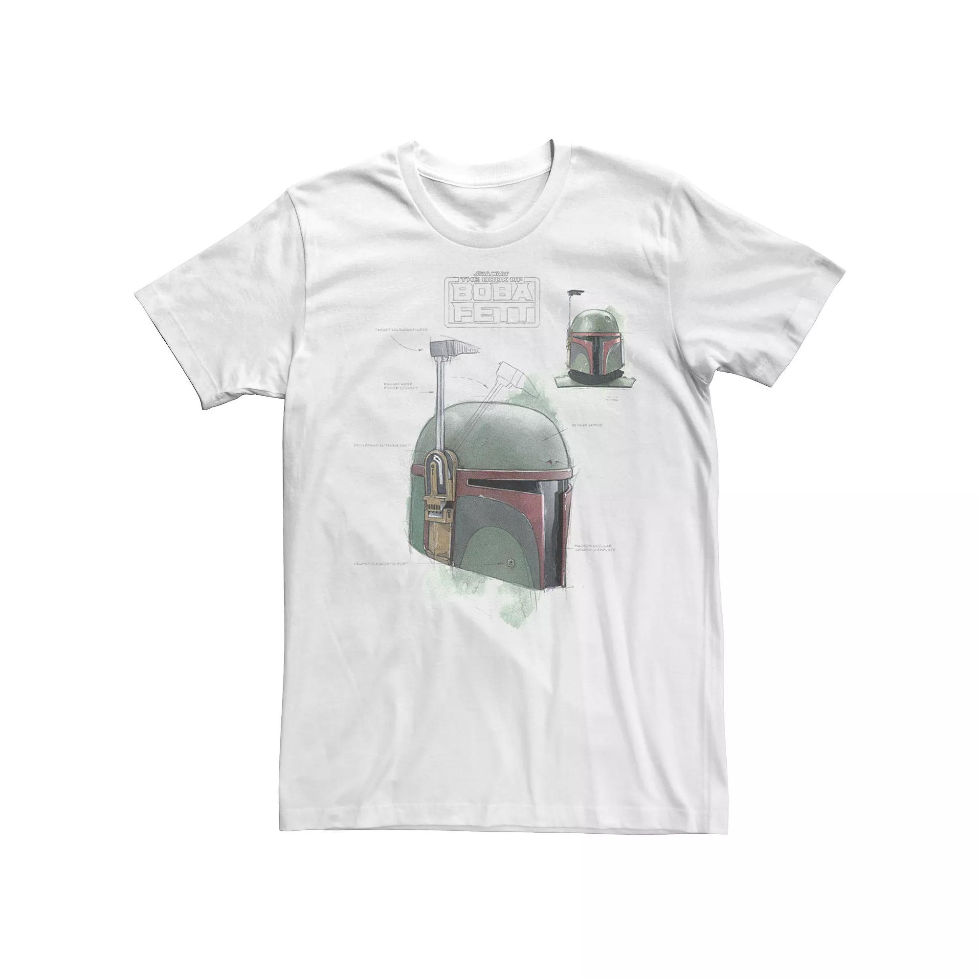 Men's Star Wars The Book Of Boba Fett Shining Helmet Portrait Tee, Size: Small, White Product Image