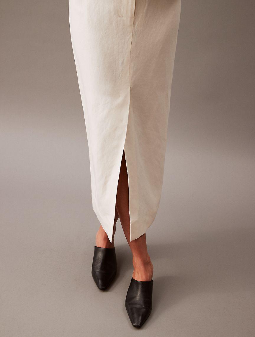 Linen Blend Midi Skirt Product Image