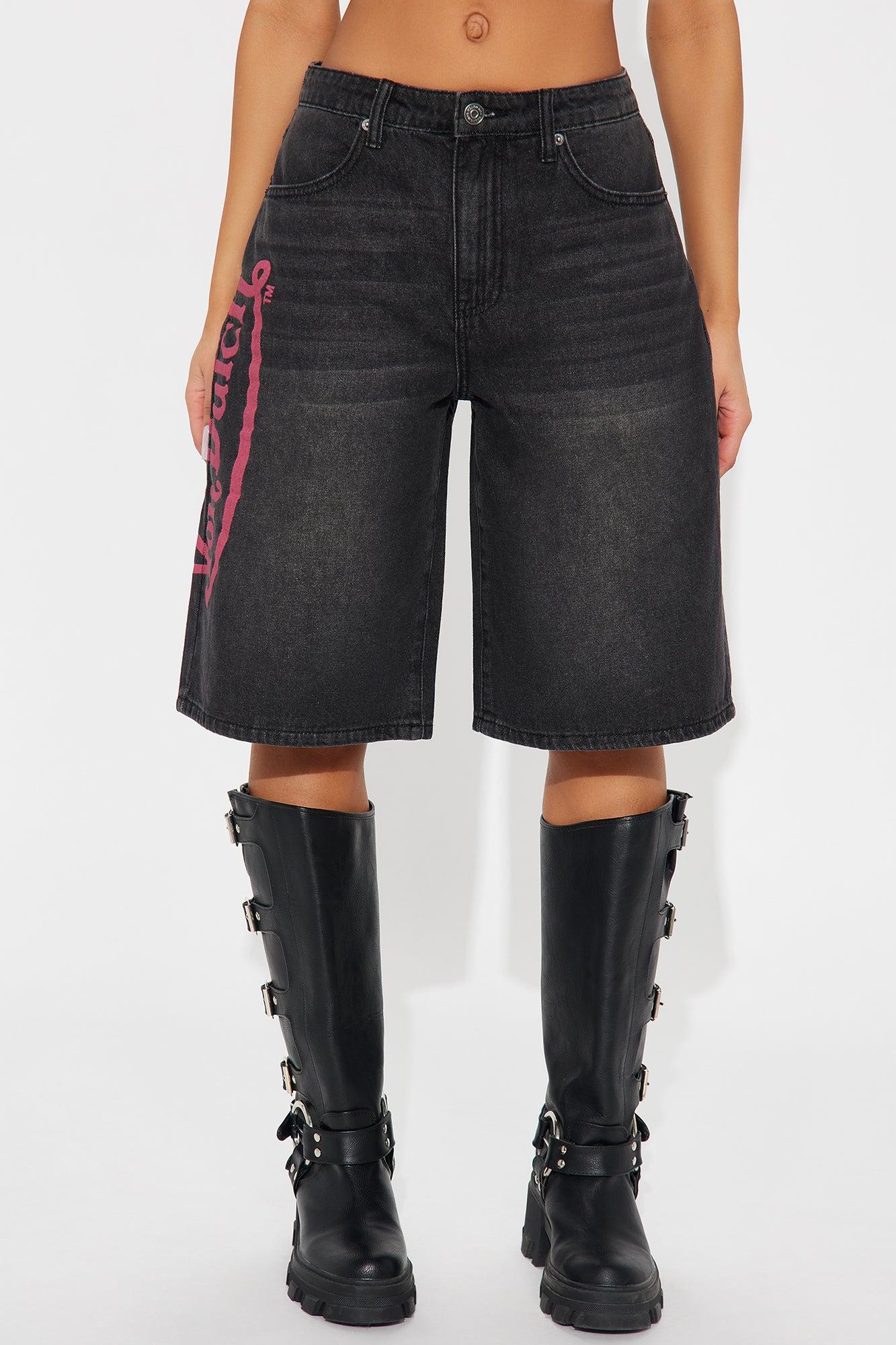 Von Dutch Eyeball Denim Jorts - Black Wash Product Image