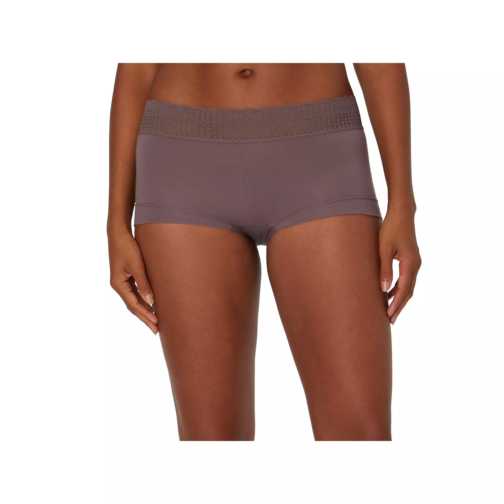 Maidenform® Dream® Cotton Lace-Trim Boyshort Underwear 40859, Women's, Size: 6, Sparrow Brown Product Image