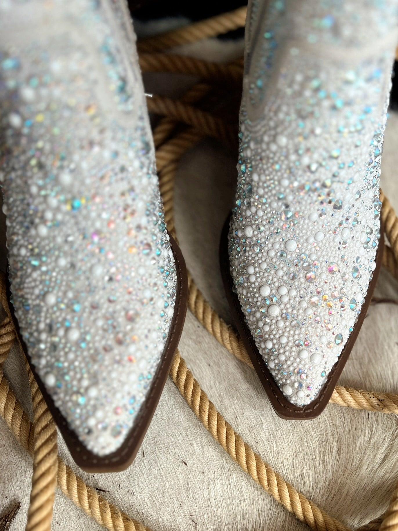 Very G Pearl "Kady" Silver Rhinestone Booties* Product Image