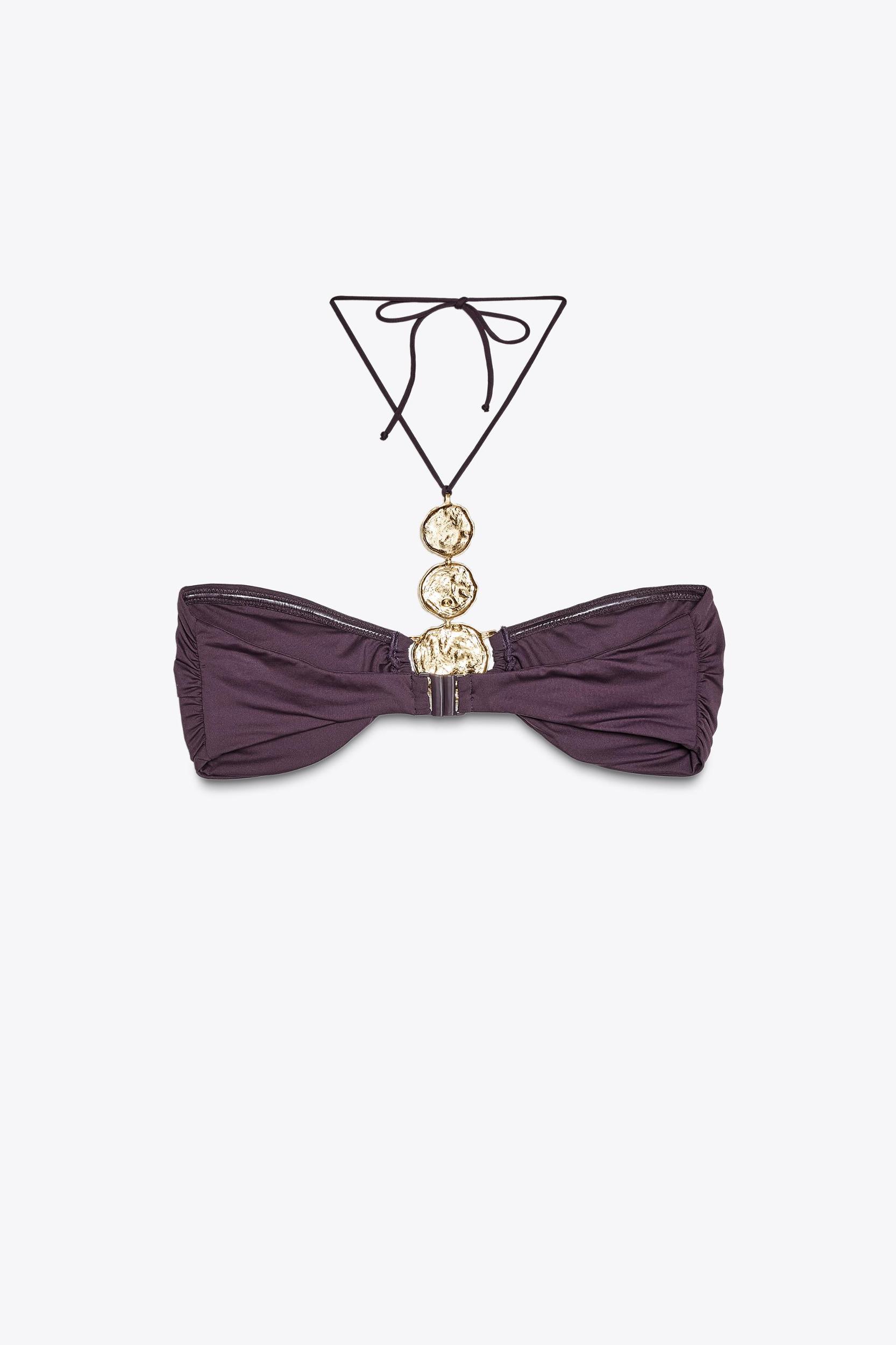 METALLIC HALTER BIKINI TOP Product Image