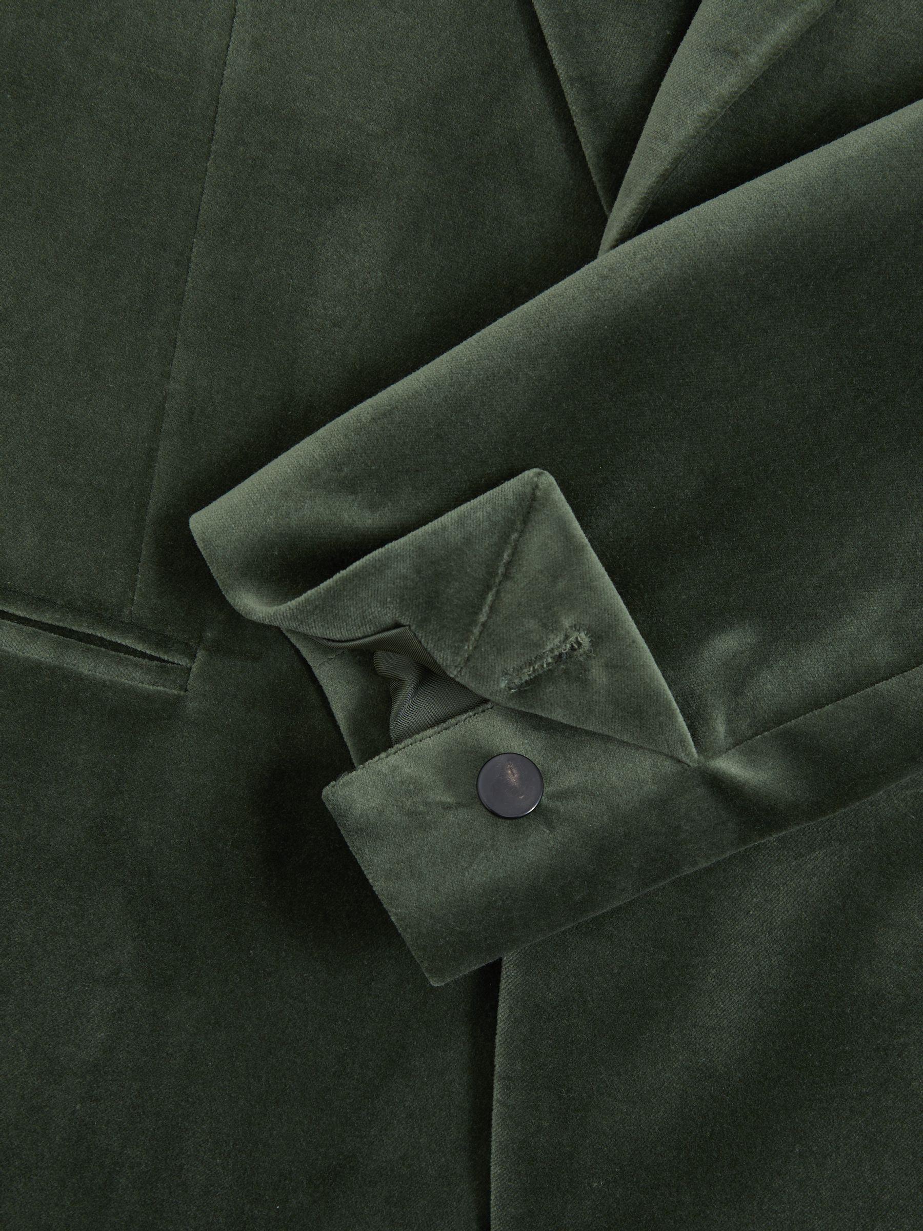 Velvet Single Breasted Blazer in Sage Green Product Image