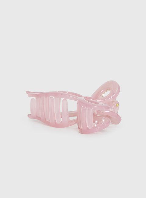 With A Bow Hair Clip Pink Product Image