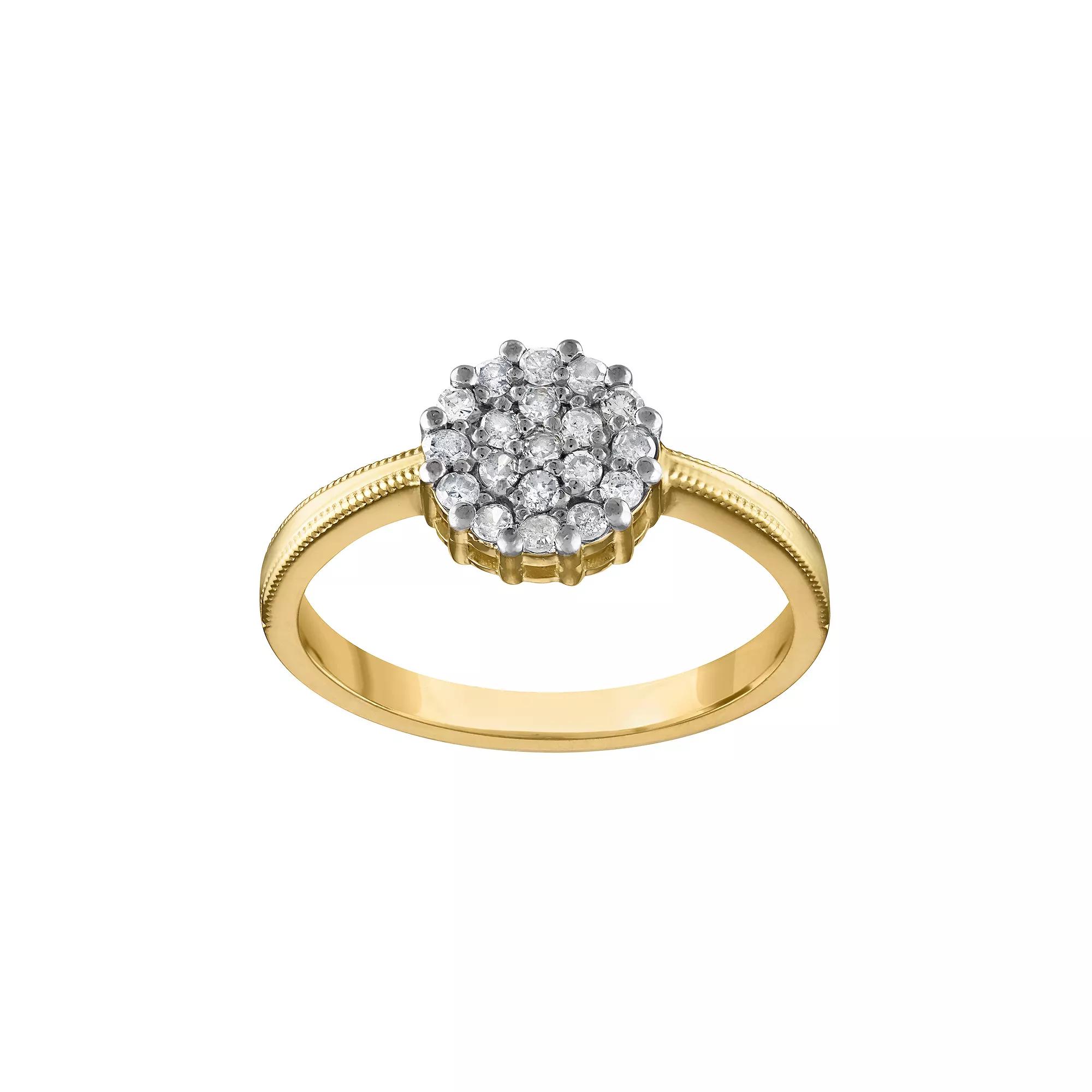 Tiara 14k Gold Over Silver 1/4 Carat T.W. Diamond Ring, Womens Gold Tone Product Image