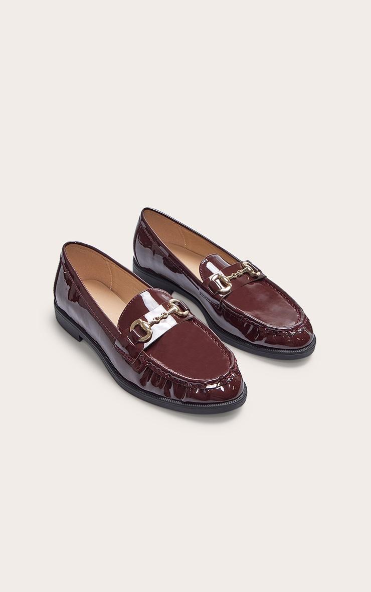 Burgundy Patent Loafer With Gold Buckle Detail Product Image