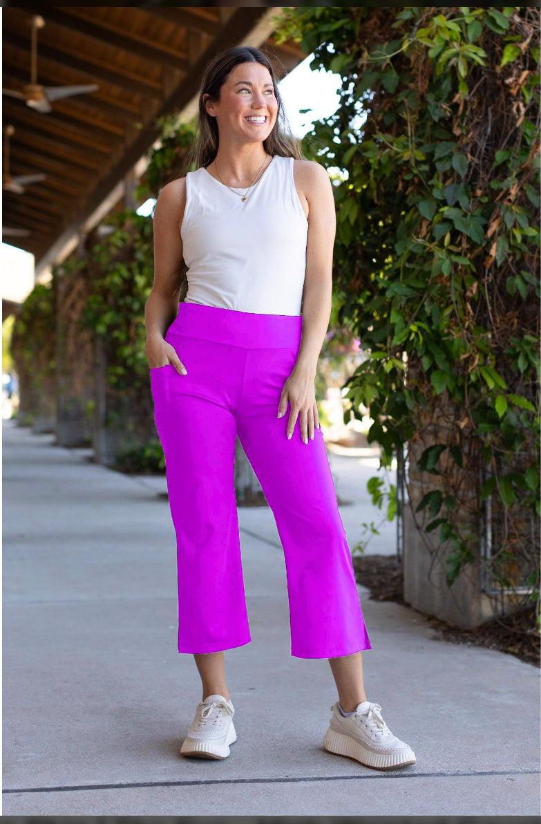 Gabriella High Waist Gaucho Pants- Purple Product Image
