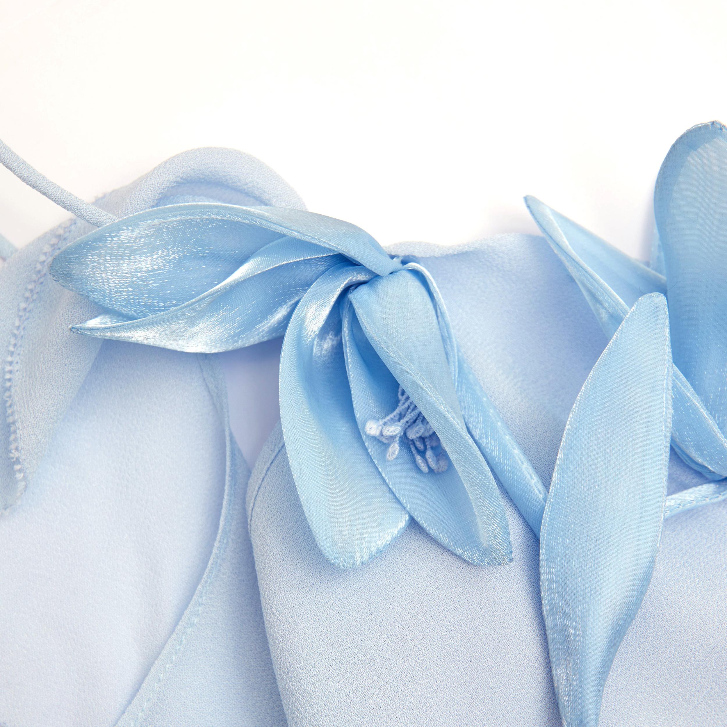 Blue Georgette Flower Midi Dress Product Image