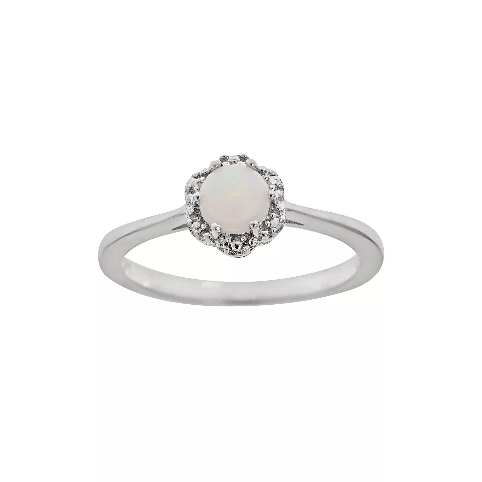 Celebration Gems Sterling Silver Aquamarine Studded Flower Ring, Women's,  Product Image