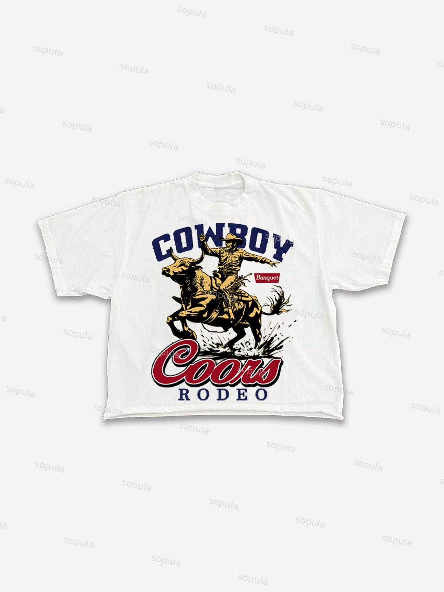 Coors Banquet Rodeo Print Cropped T-shirt Product Image