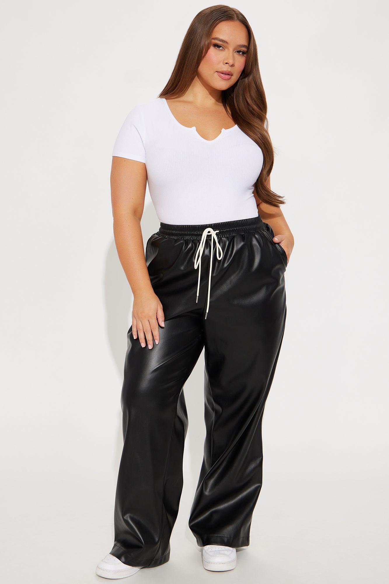 Misha Faux Leather Track Pant - Black Product Image