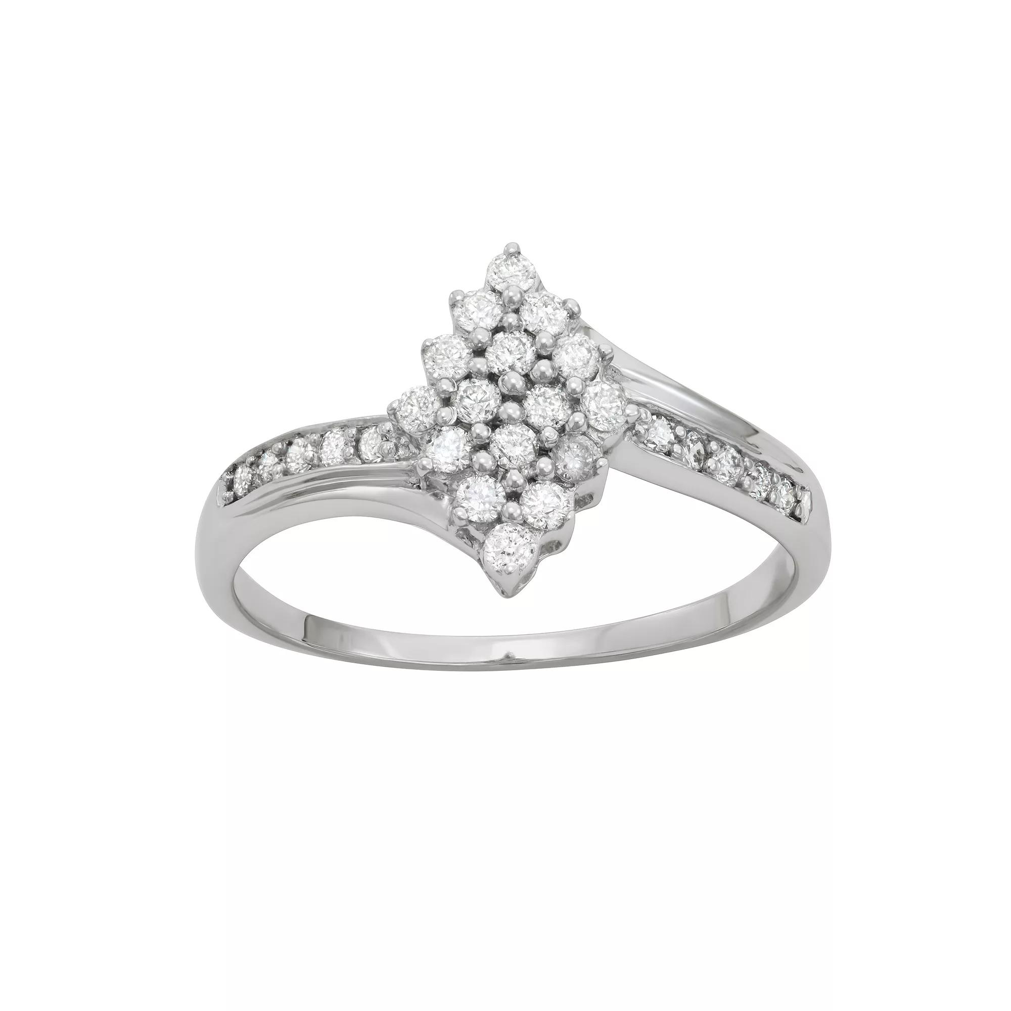 10k White Gold 1/3 Carat T.W. Diamond Cocktail Ring, Women's, Size: 5 Product Image