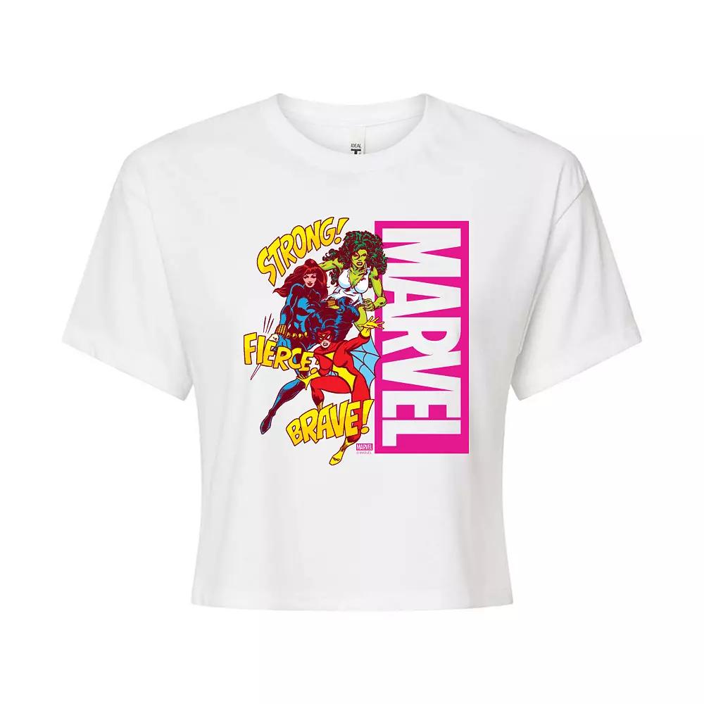Juniors' Marvel Women Strong Fierece Brave Cropped Tee, Girl's,  Product Image