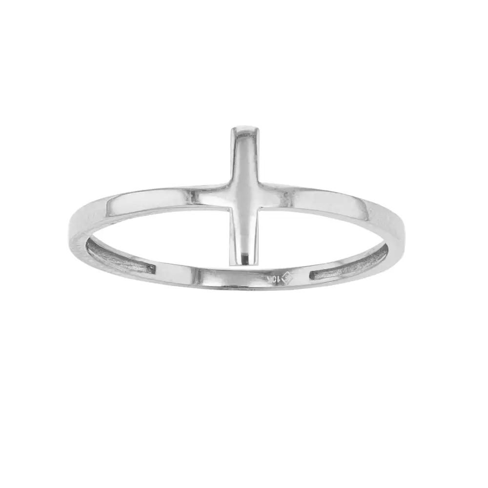 Au Naturale 10k Gold Cross Ring, Women's, Size: 6, 10k White Gold Product Image