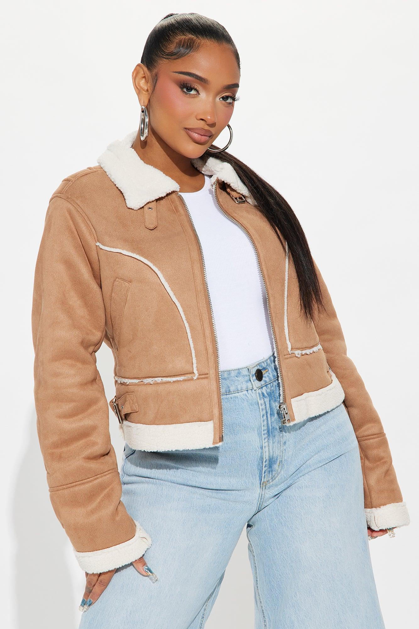 Look My Way Shearling Jacket - Khaki Female Product Image