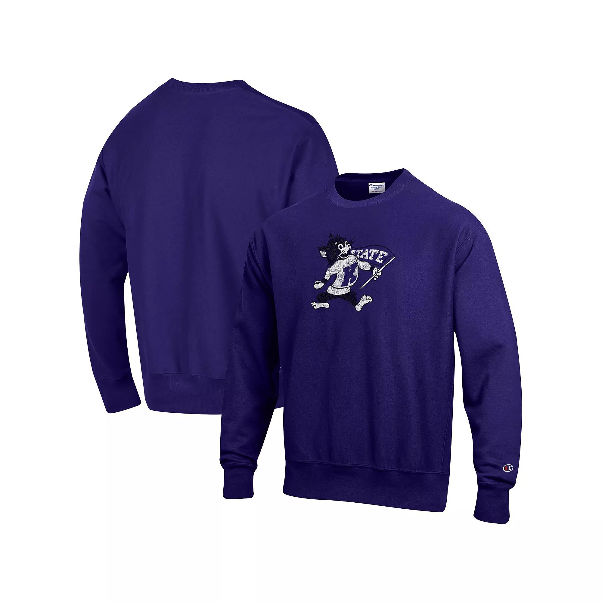 Men's Champion Purple Kansas State Wildcats Vault Logo Reverse Weave Pullover Sweatshirt,  Product Image