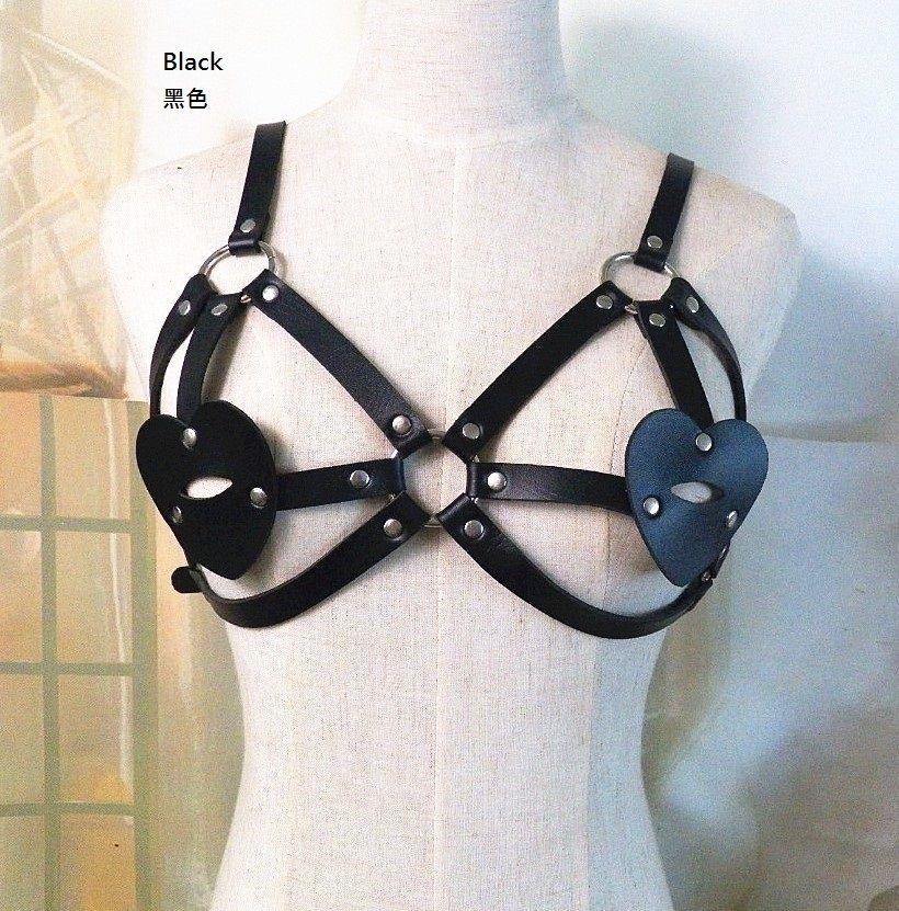 Heart Faux Leather Body Harness Lingerie Costume Product Image