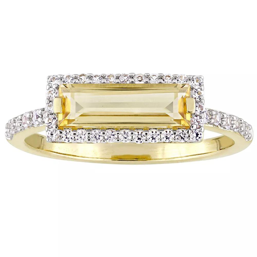 Stella Grace 18k Gold Over Silver Citrine & White Sapphire Halo Ring, Women's, Size: 5.50, Gold Tone Product Image