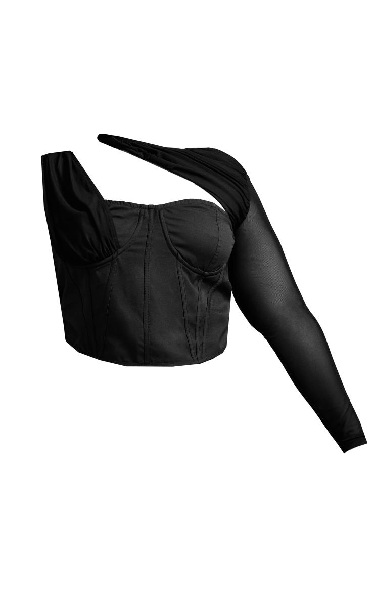 Plus Black Mesh Corset Top Product Image