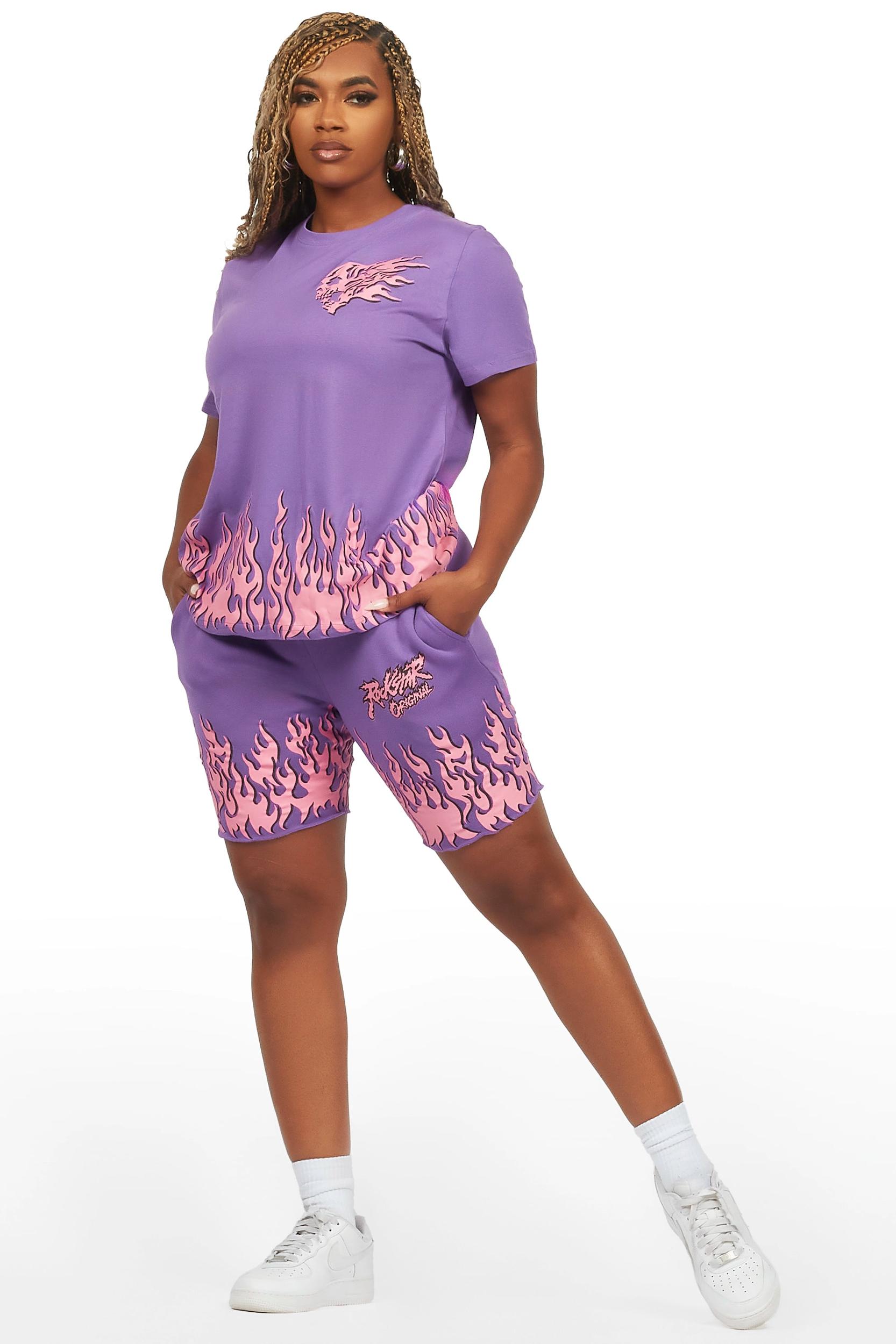 Arais Purple T-Shirt Short Set Female Product Image