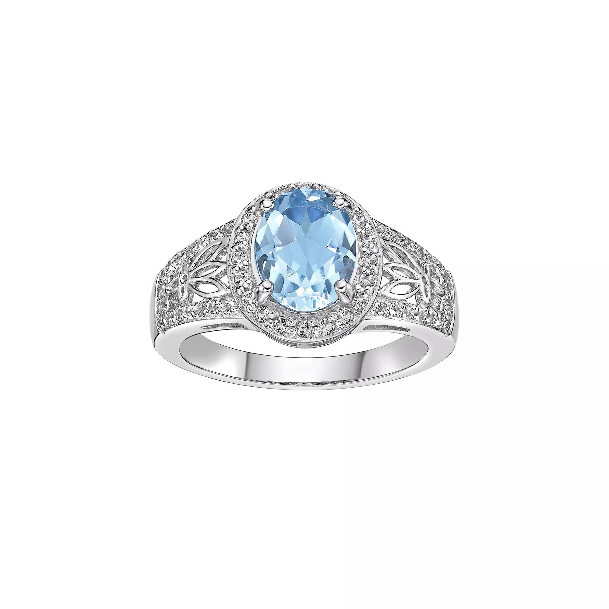 Gemminded Sterling Silver Sky Blue & White Topaz Ring, Womens Product Image