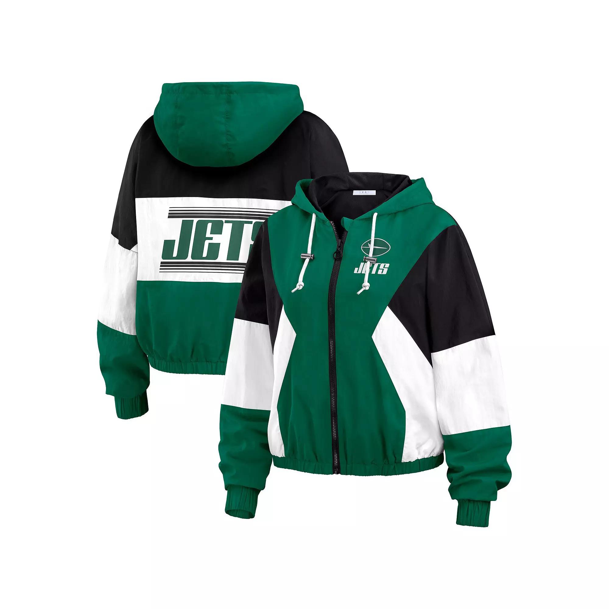 Women's WEAR by Erin Andrews  Green New York Jets Color Block Full-Zip Windbreaker Jacket, Size: 2XL Product Image