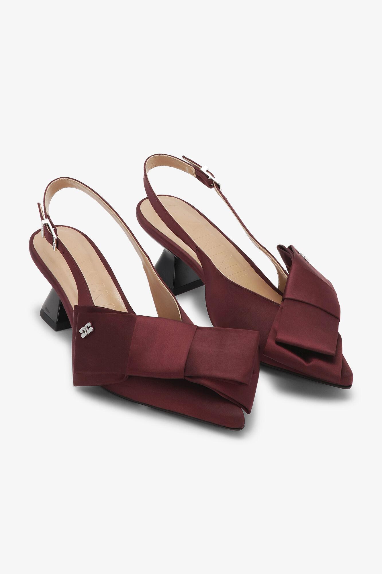 Burgundy Bow Kitten Heel Pumps Product Image