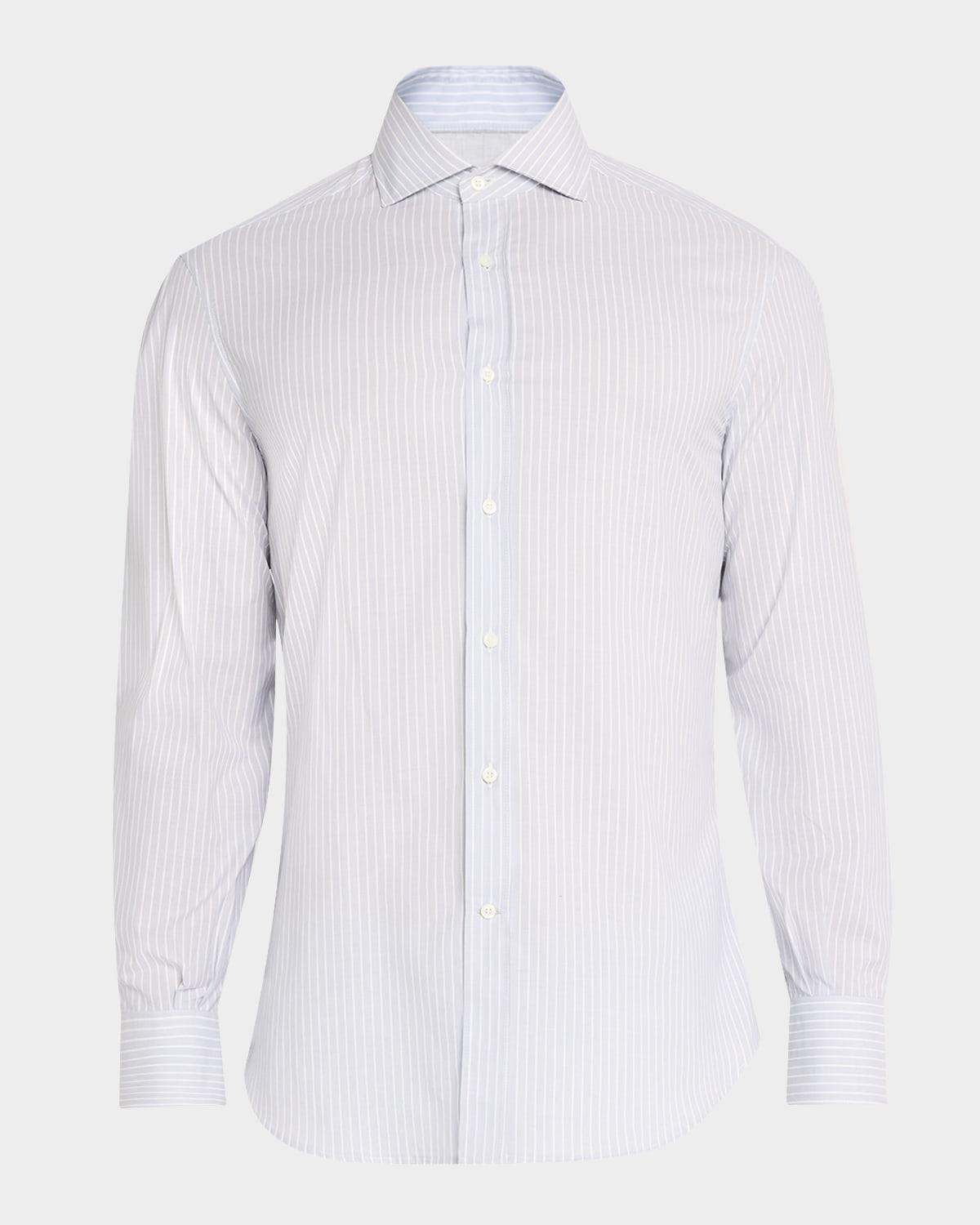 Men's Cotton Chambray Stripe Sport Shirt Product Image