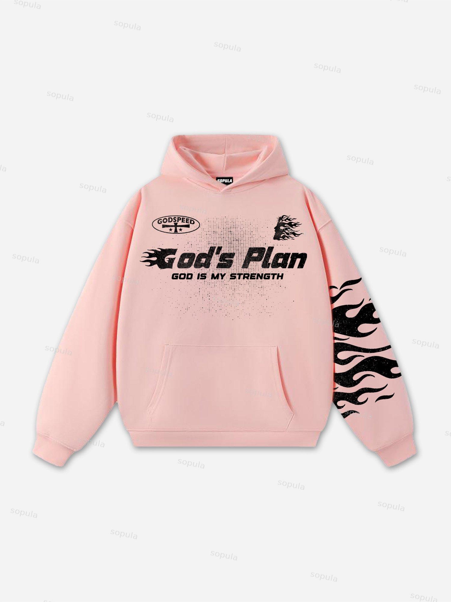 Sopula Jesus Flame Silhouette Vintage Graphic Cotton Hoodie Product Image