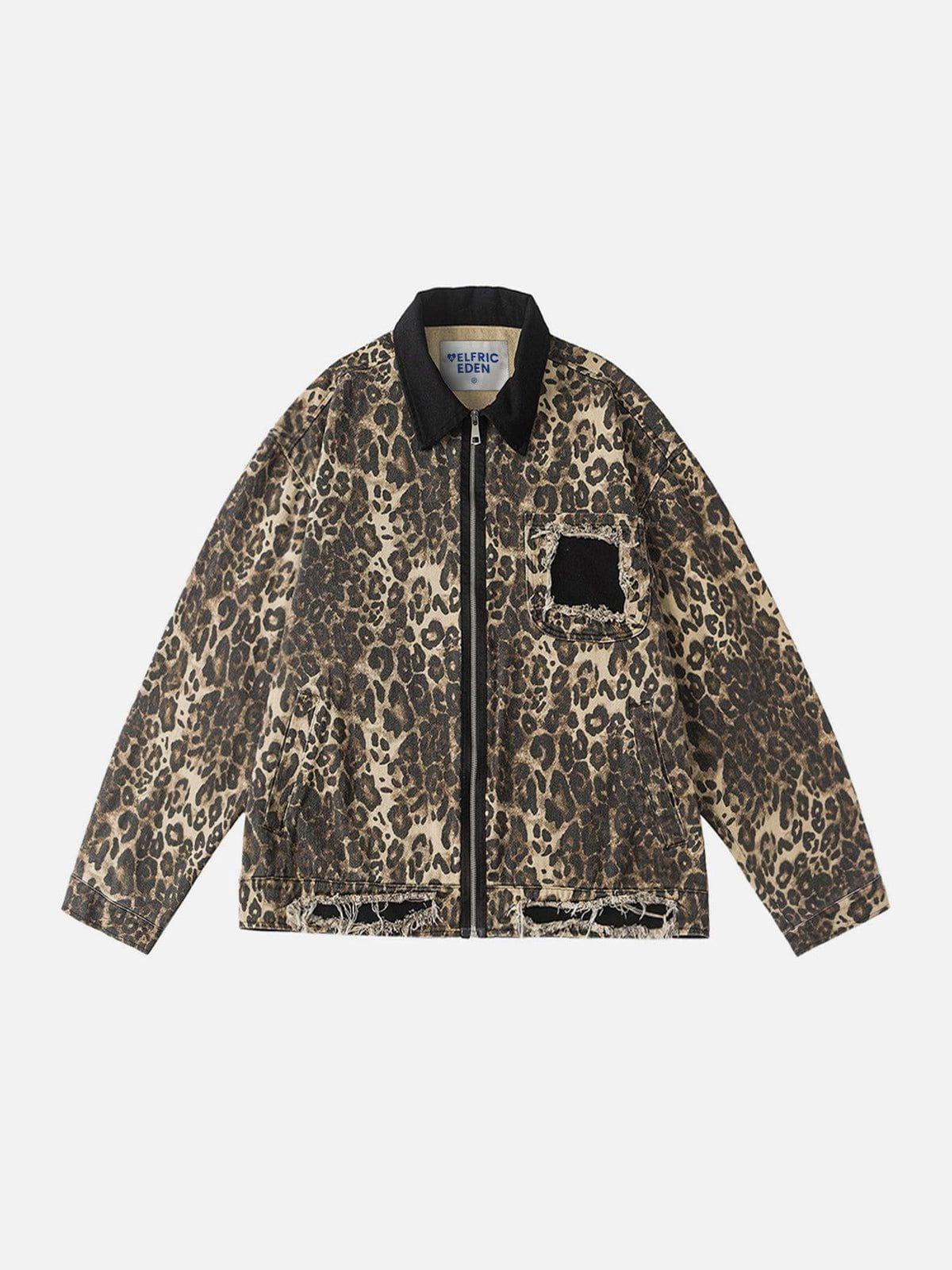 Aelfric Eden Distressed Leopard Print Jacket Product Image