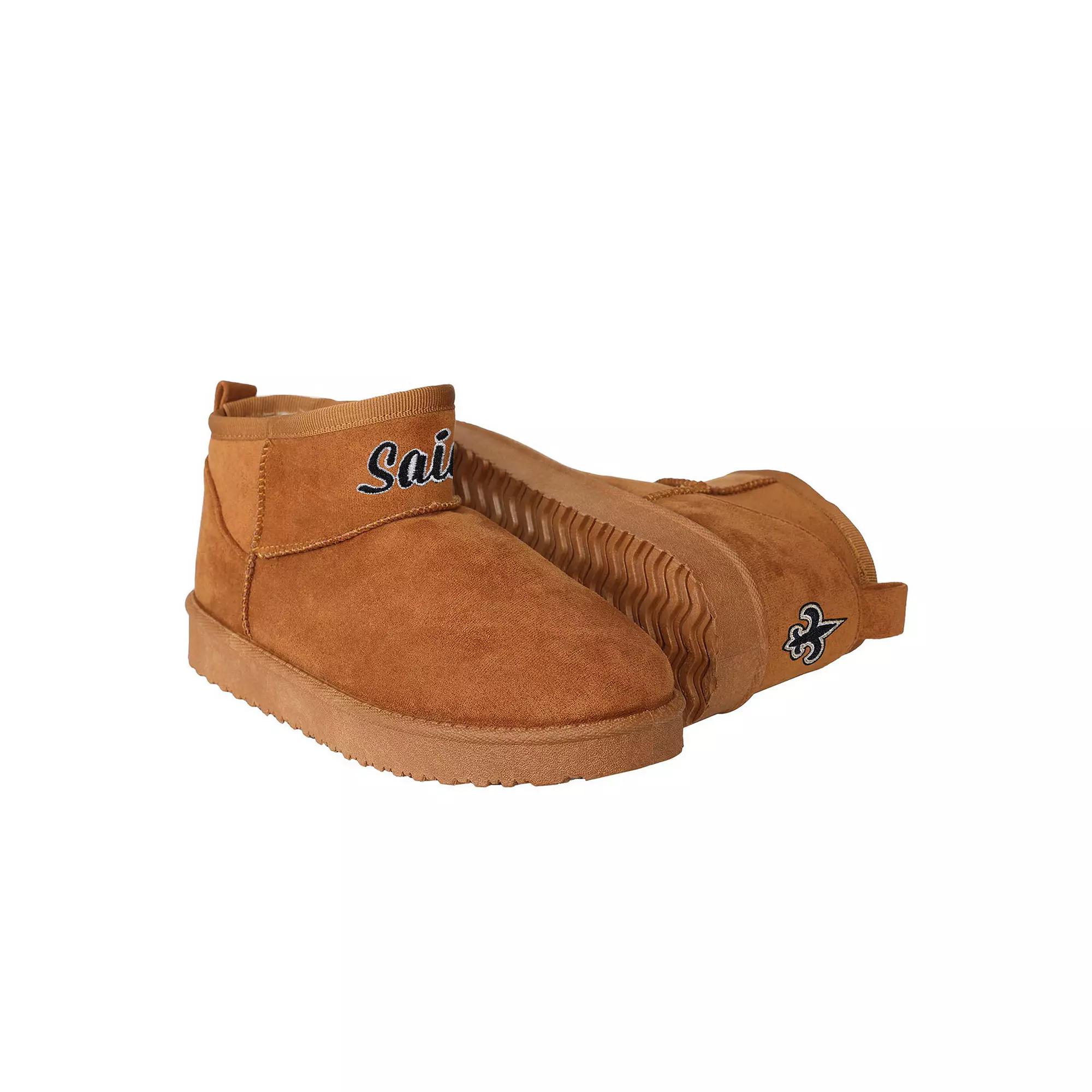 Women's FOCO Brown New Orleans Saints Team Logo Fuzzy Fan Boots,  Product Image