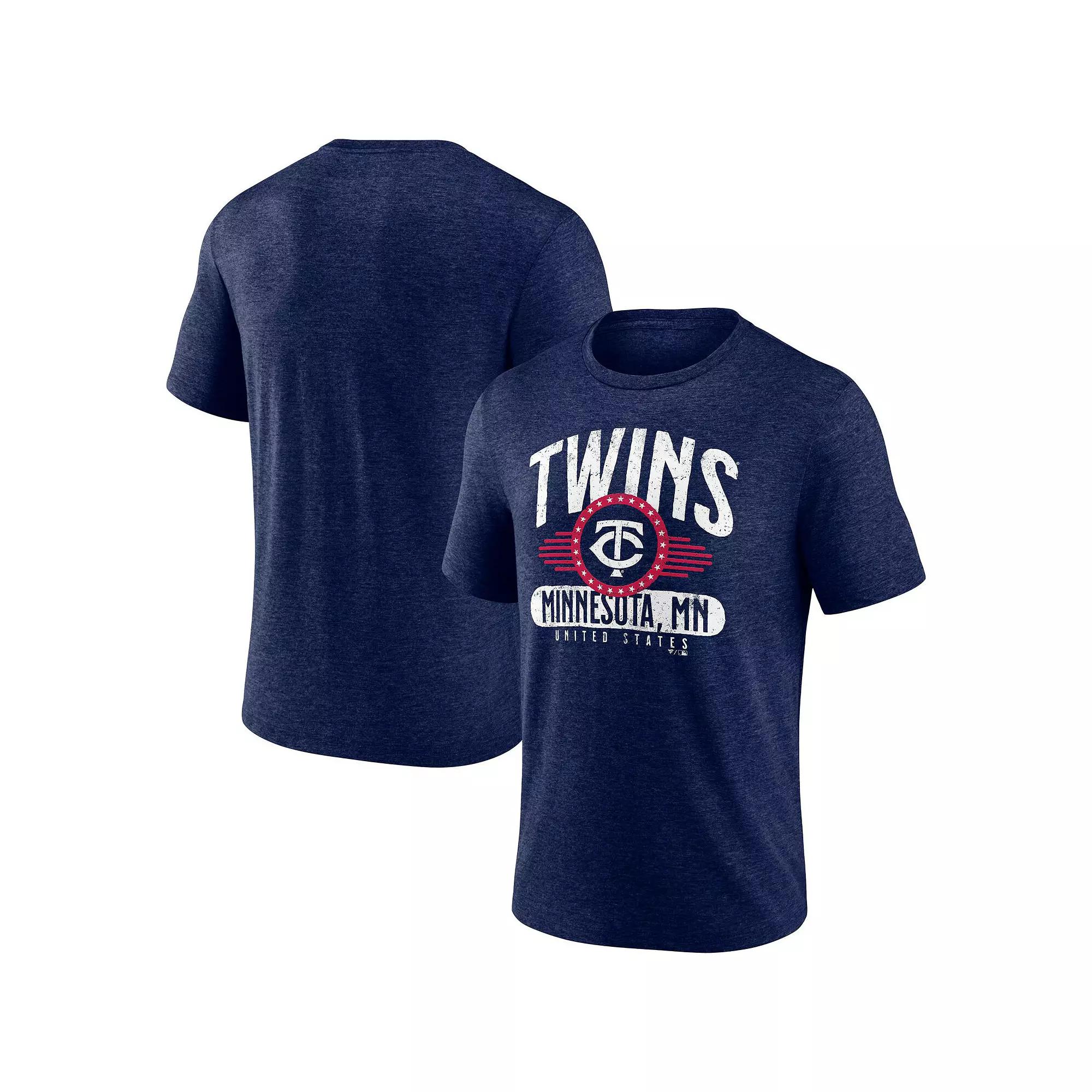 Men's Fanatics Branded Heathered Navy Minnesota Twins Badge of Honor Tri-Blend T-Shirt, Size: Small, Blue Product Image