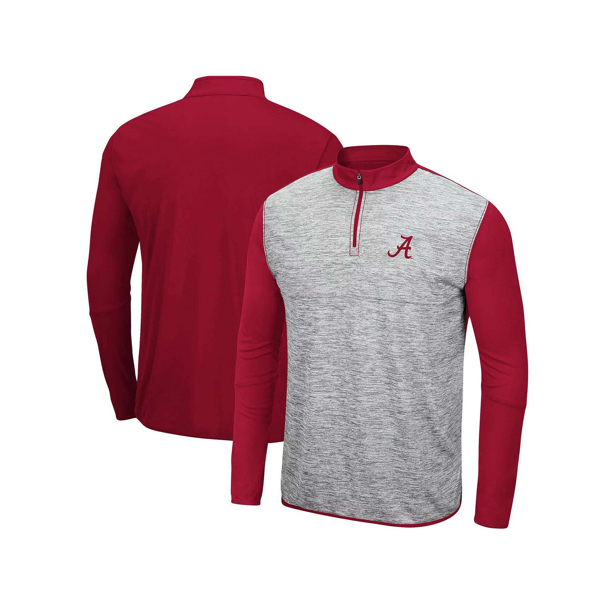 Men's Colosseum Heathered Gray/Crimson Alabama Crimson Tide Prospect Quarter-Zip Jacket, Size: Large, Grey Product Image