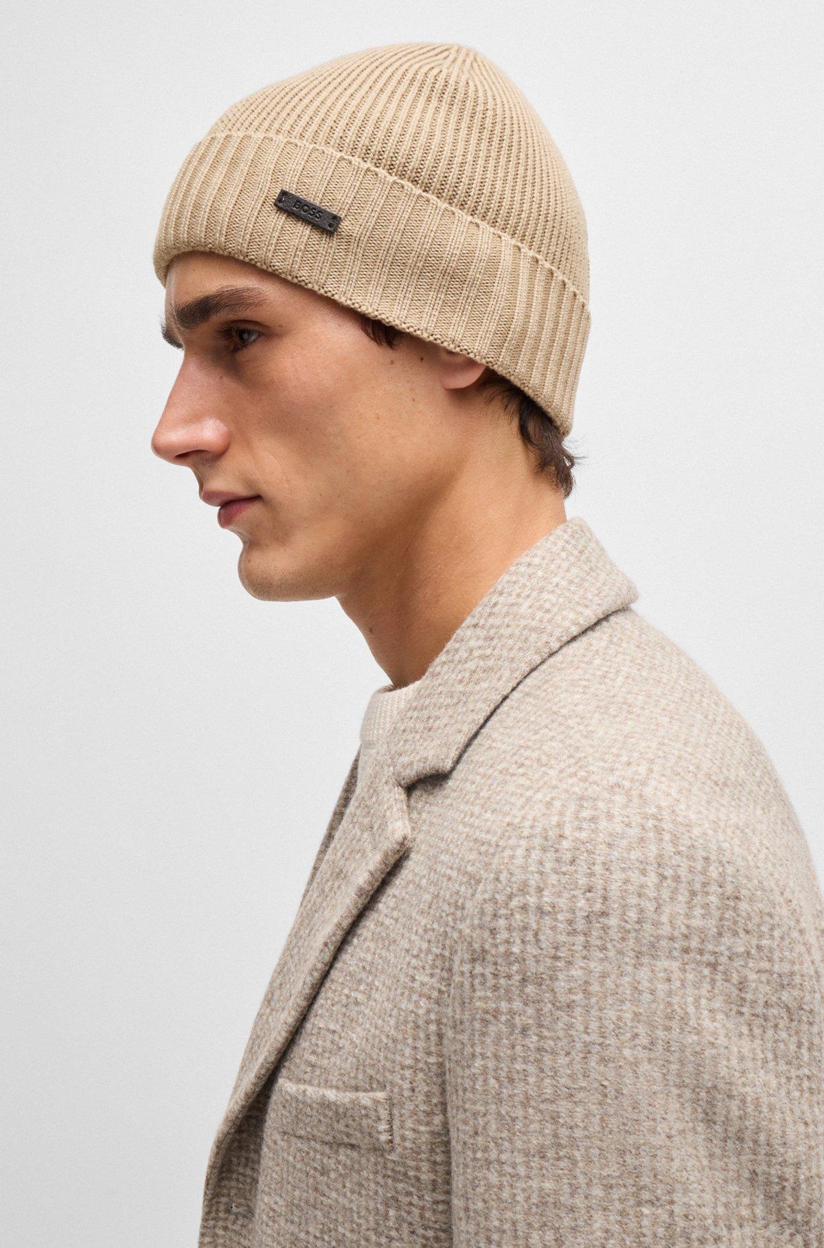 Ribbed beanie hat in merino wool Product Image