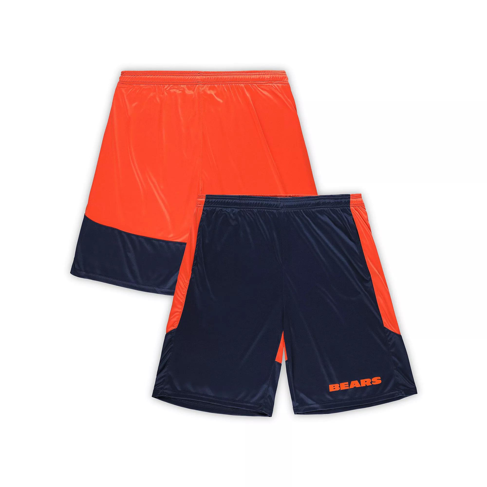 Men's Fanatics Navy/Orange Chicago Bears Big & Tall Synthetic Launch Shorts, Size: 2XLT, Blue Product Image