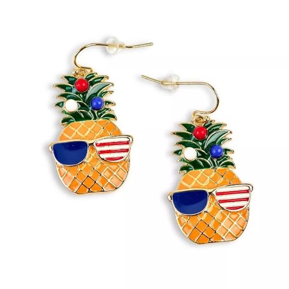 Celebrate Together™ Americana Gold Tone Patriotic Pineapple Earrings, Women's, Multi Product Image