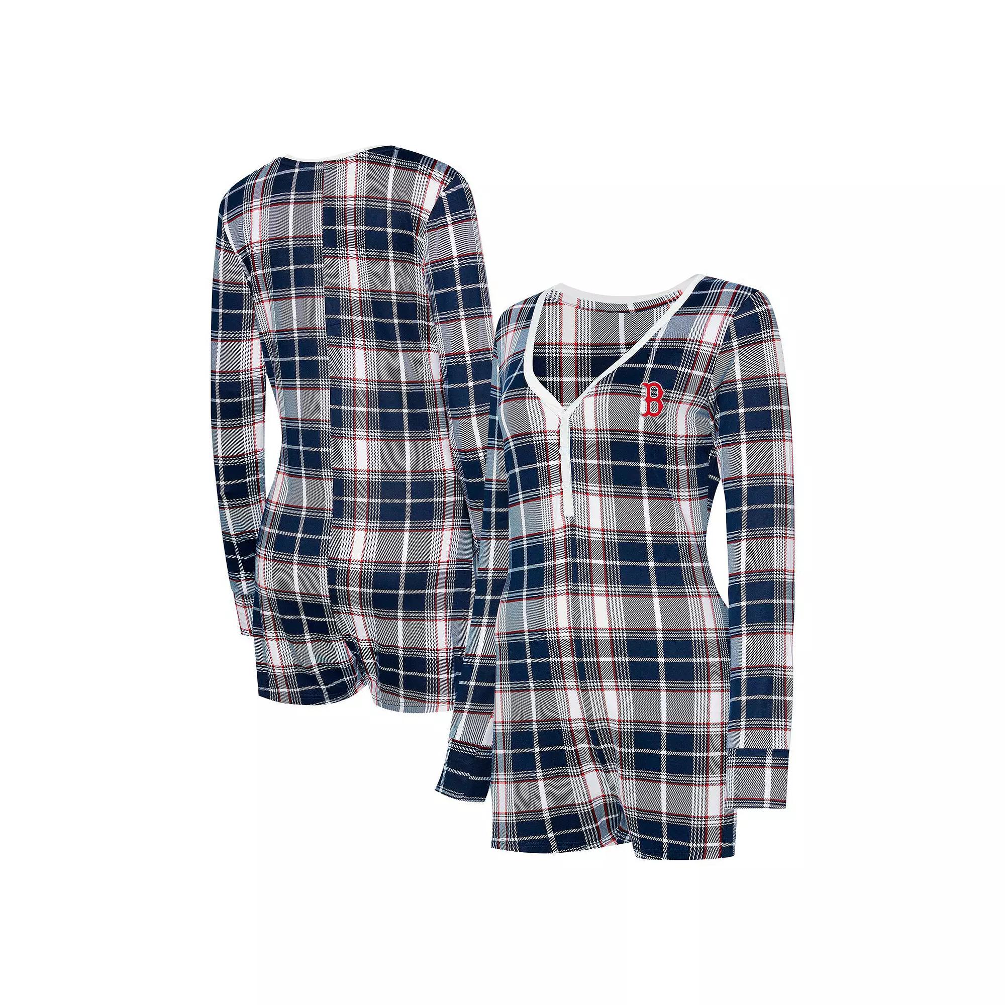 Women's Concepts Sport Navy Boston Red Sox Ashford Plaid V-Neck Knit Romper, Size: Small, Blue Product Image