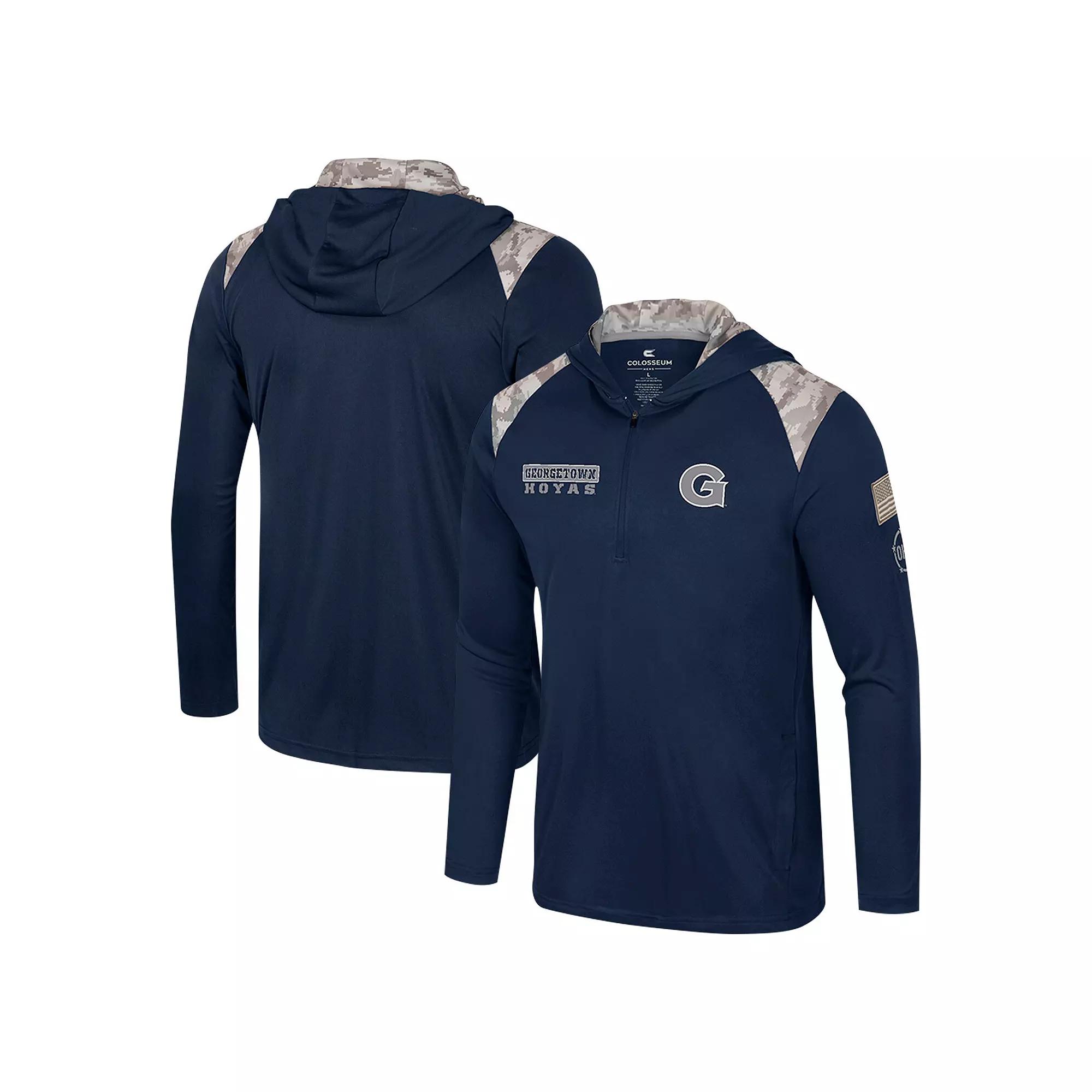 Men's Colosseum Navy Georgetown Hoyas OHT Military Appreciation Quarter-Zip Hoodie Jacket,  Product Image