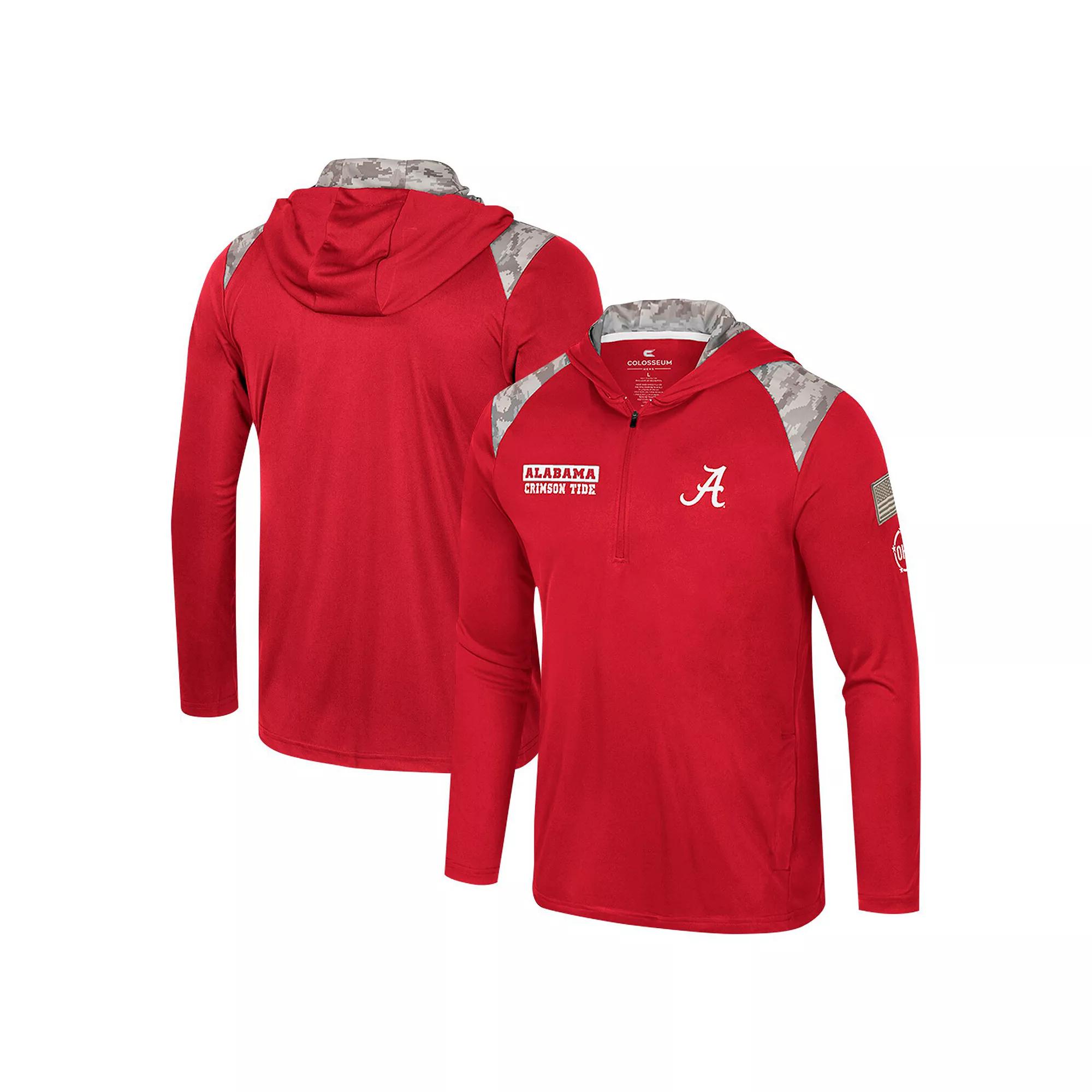 Men's Colosseum Crimson Alabama Crimson Tide OHT Military Appreciation Quarter-Zip Hoodie Jacket,  Product Image