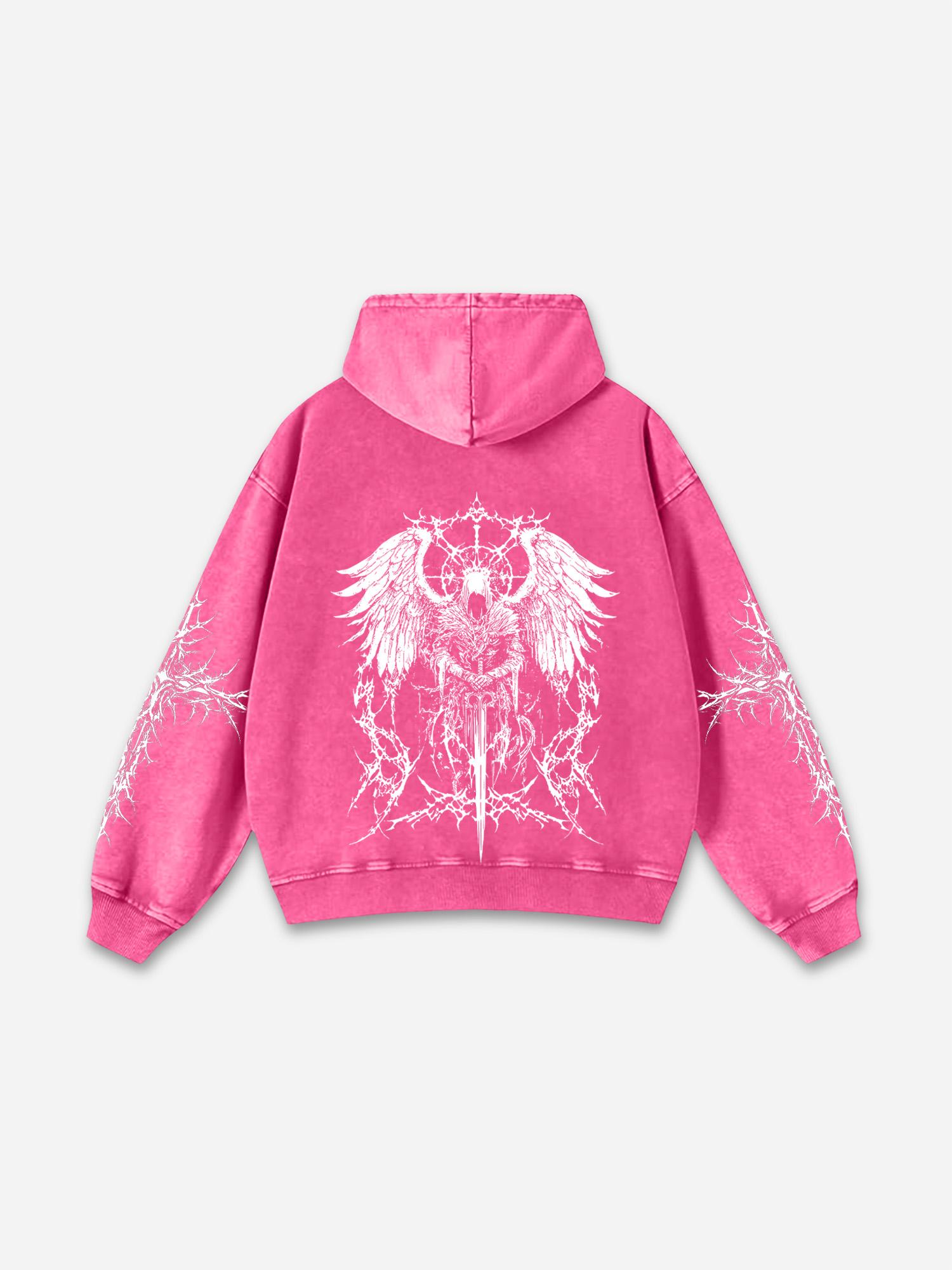 Sopula Vintage Angel Cross Faith Graphic Washed Hoodie Product Image