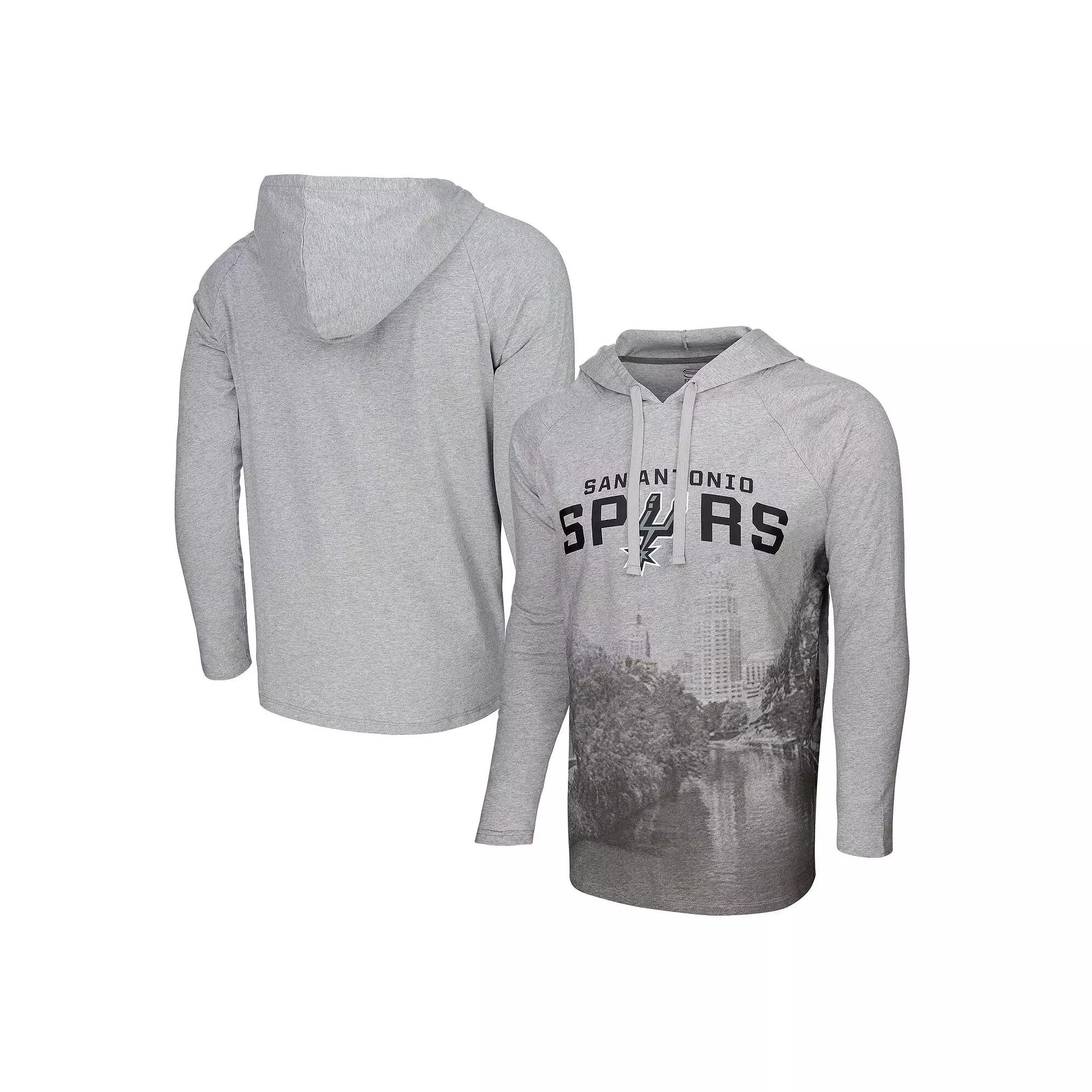Mens Stadium Essentials Heather Gray San Antonio Spurs Atrium Raglan Long Sleeve Hoodie T-Shirt Product Image