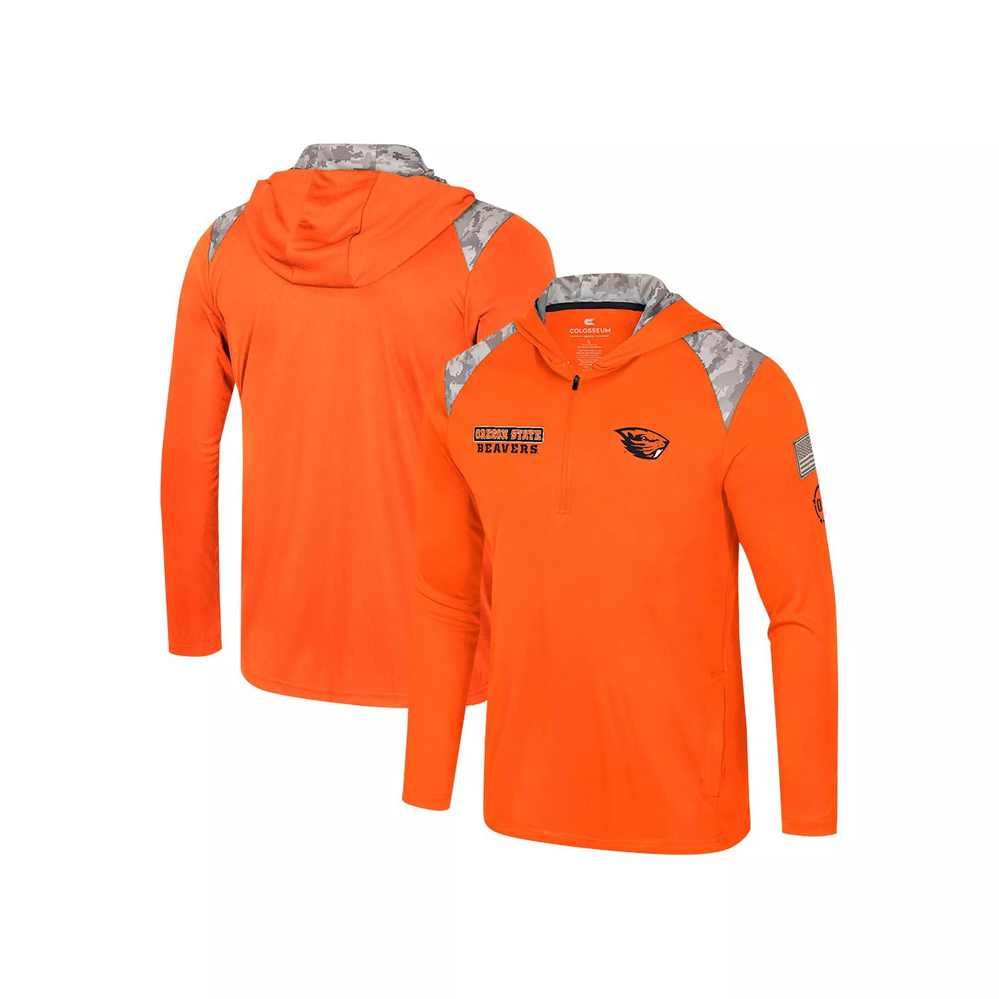 Men's Colosseum Orange Oregon State Beavers OHT Military Appreciation Quarter-Zip Hoodie Jacket,  Product Image