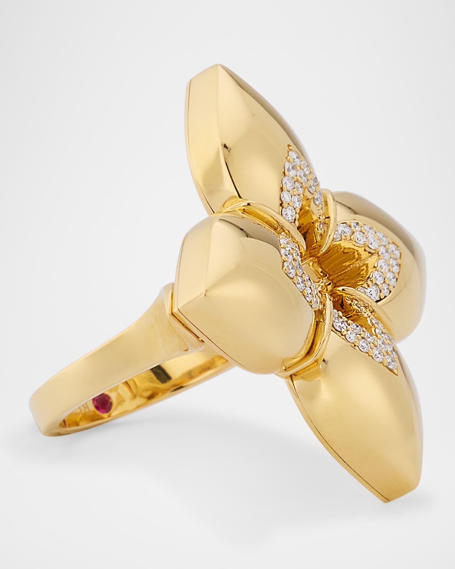 18K Yellow Gold Diamond Venetian Princess Ring, Size 6.5 Product Image