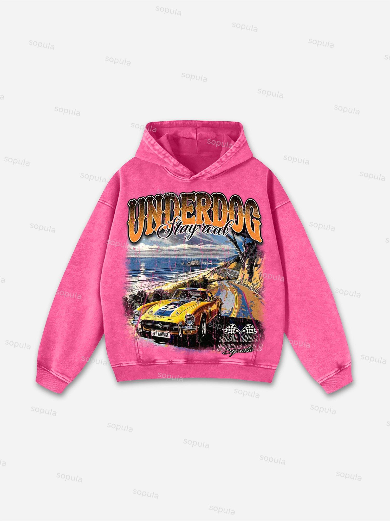 Underdog Old Vintage Racing Graphic Washed Hoodie Product Image
