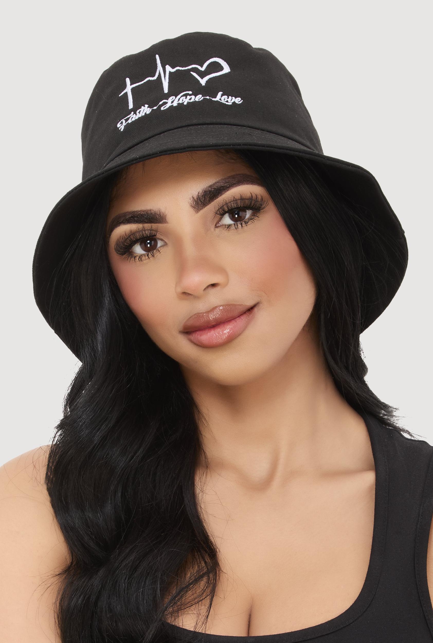 Faith Hope Love Embroidered Bucket Hat Female Product Image