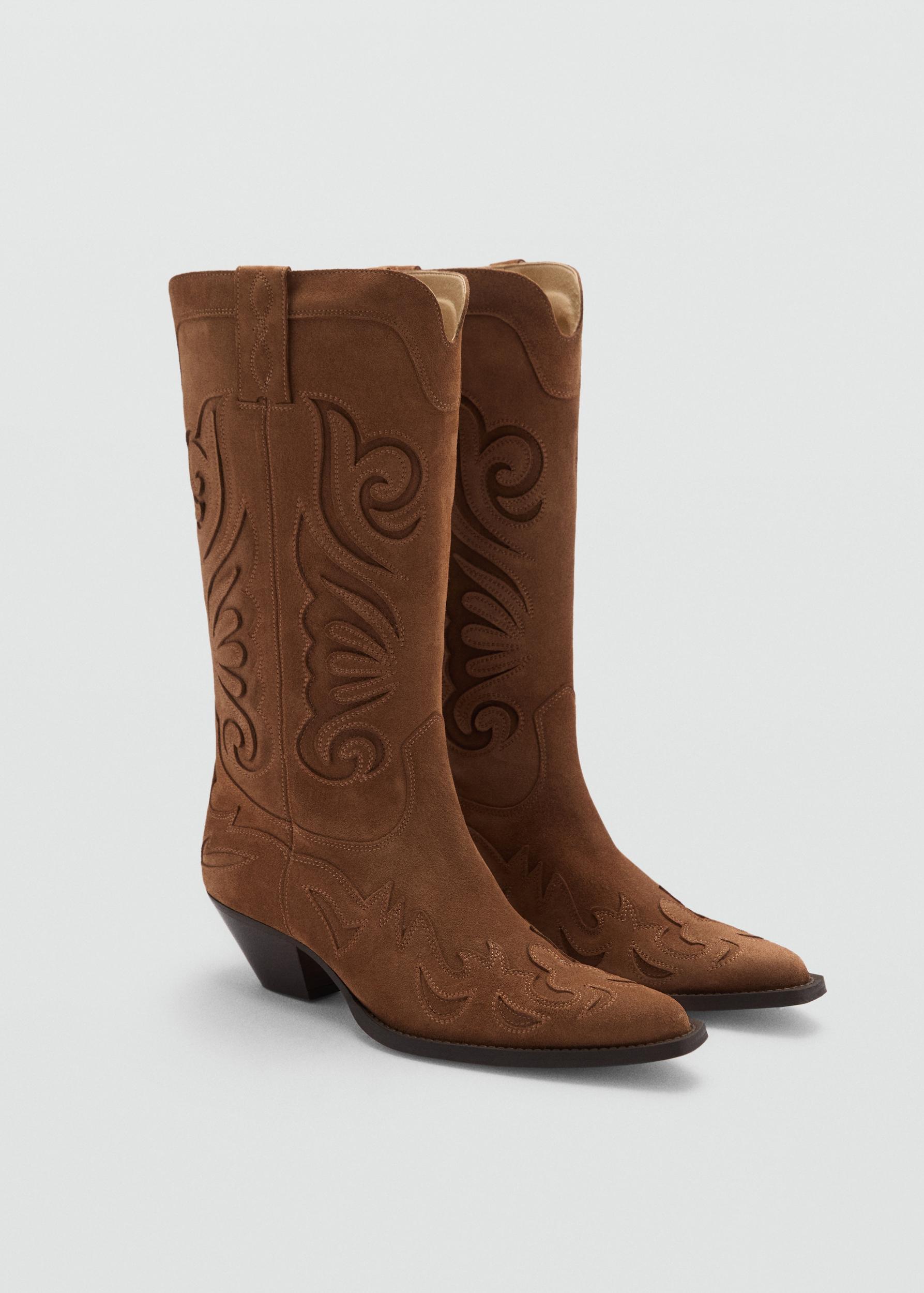 Cowboy leather boots - Women | MANGO USA Product Image