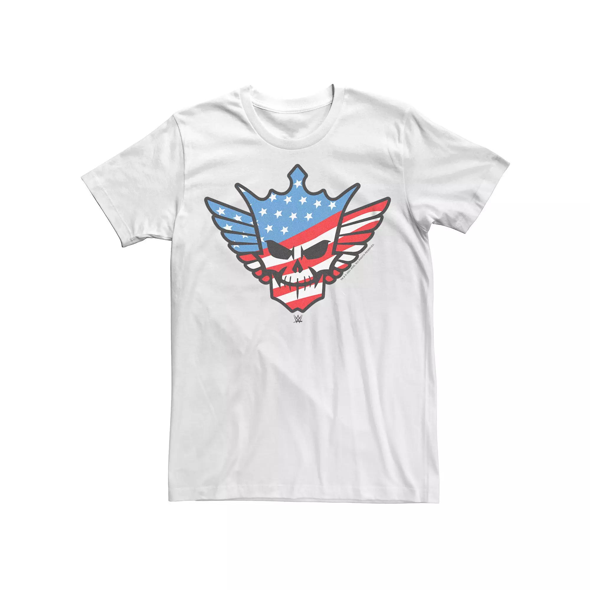 Men's WWE Cody Rhodes USA Flag Print Skull Badge Graphic Tee,  Product Image
