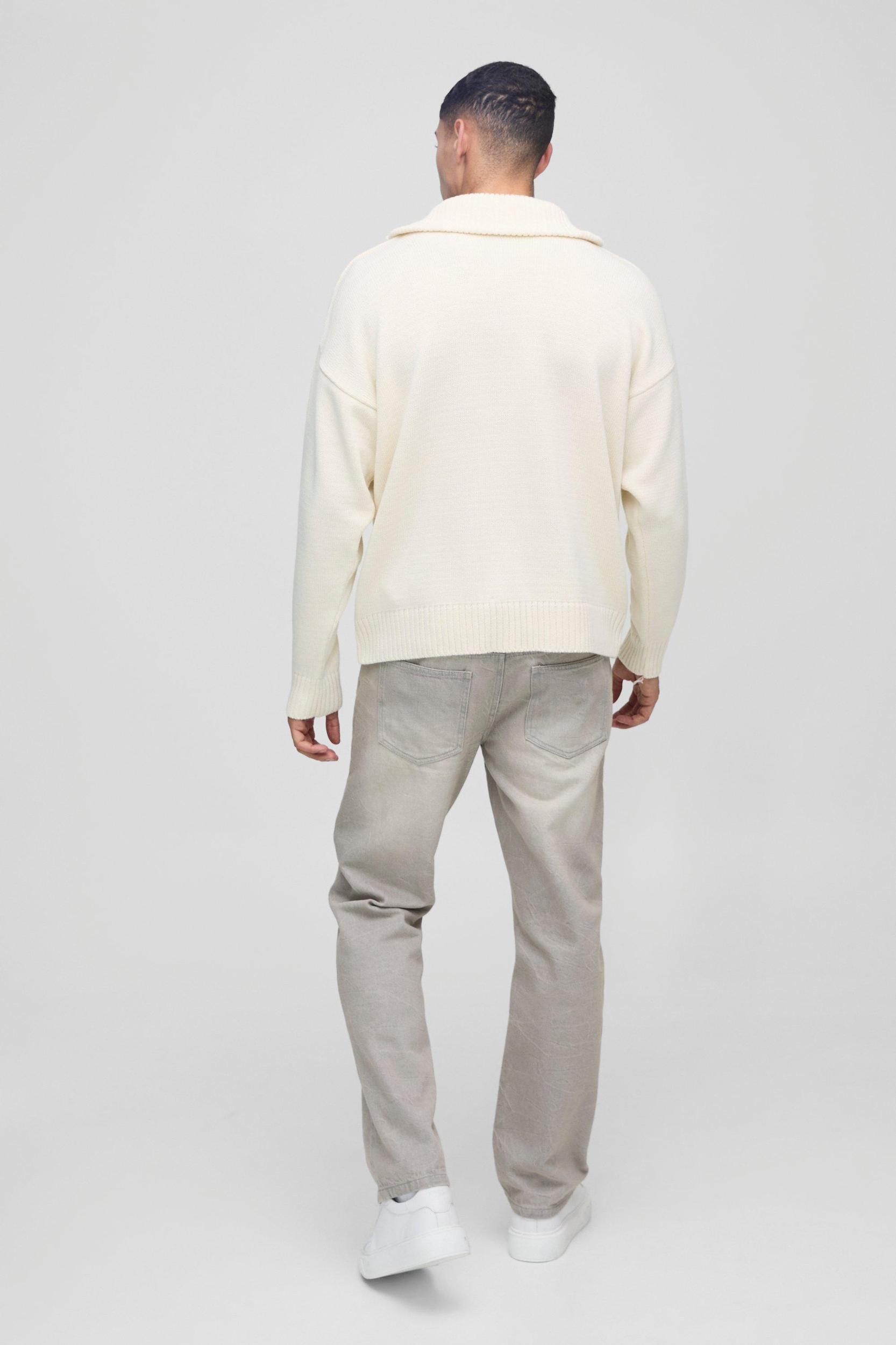 Oversized Dropped Shoulder Knitted Funnel Neck | boohooMAN USA Product Image